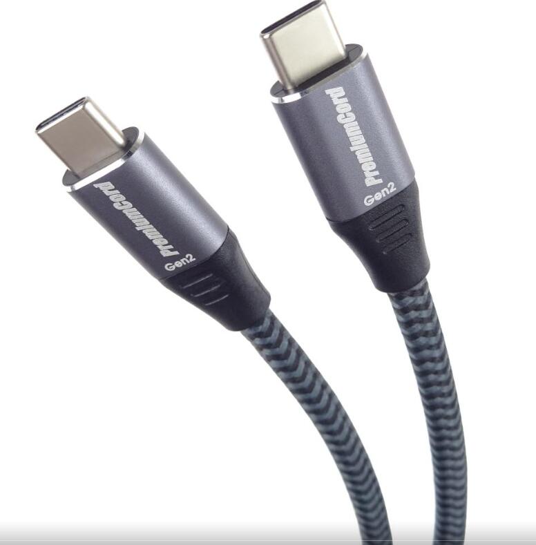 PREMIUMCORD USB-C kabel ( USB 3.2 GEN 2x2, 5A, 100W, 20Gbit/s ) bavlněný oplet, 3m (KU31CR3)