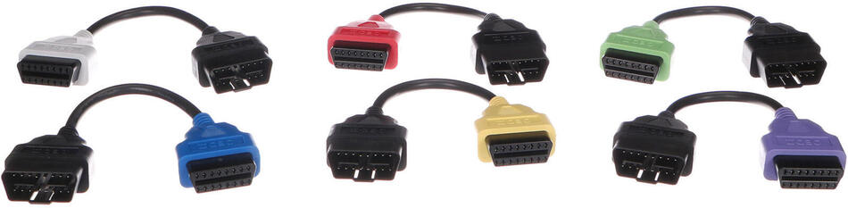 Kompletní sada OBD-II redukcí FiatECUScan pro osobní auta MECHANIC CABLE SET 3, 6ks SIXTOL