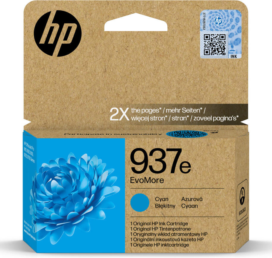 HP Ink Cartridge 937e EvoMore/Cyan/1650 stran (4S6W6NE#CE1)