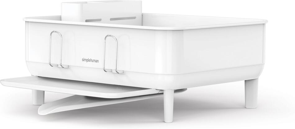 Odkapávač na nádobí Simplehuman Compact, rám z bílé oceli, bílý plast, FPP KT1208DC