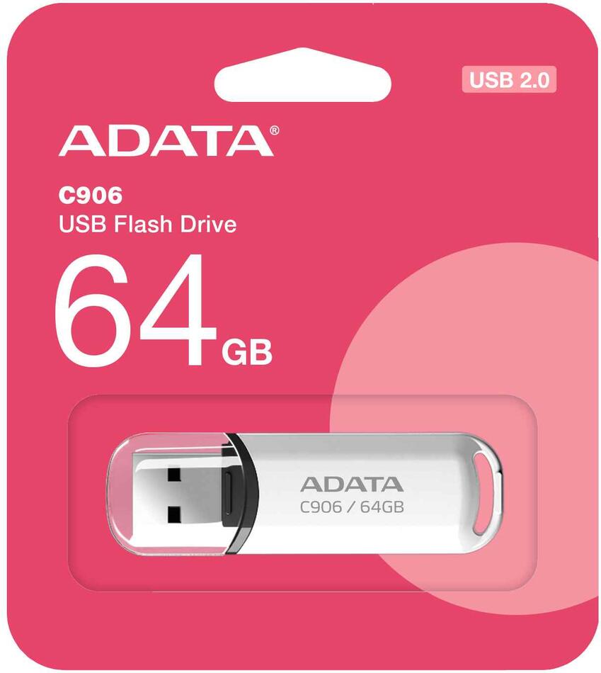 A-Data ADATA Flash Disk 64GB C906, USB 2.0, bílá (AC906-64G-RWH)