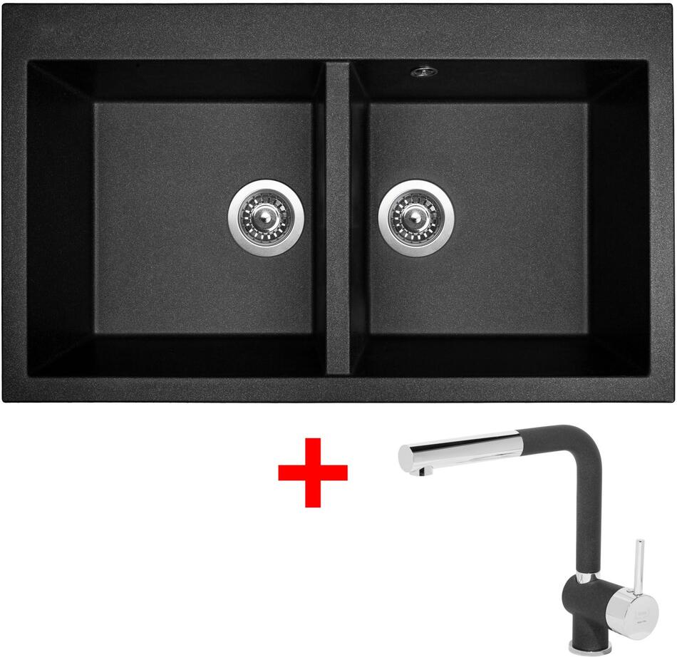 Sinks AMANDA 860 DUO Metalblack + Mix 3 P GR