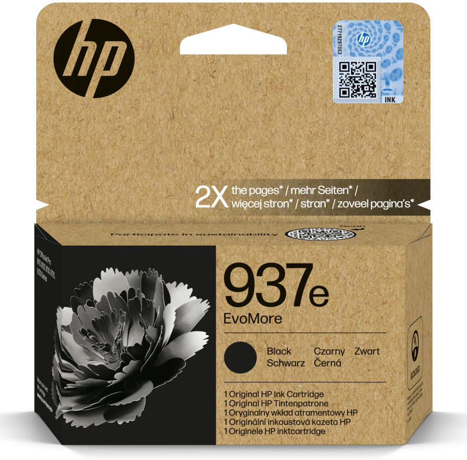 HP Ink Cartridge 937e EvoMore/Black/2500 stran (4S6W9NE#CE1)