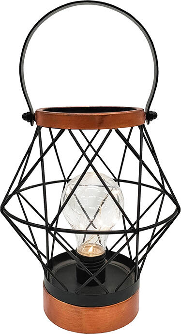 Solight kovová lucerna se žárovkou s micro LED, teplá bílá, 3xAA, 20cm
