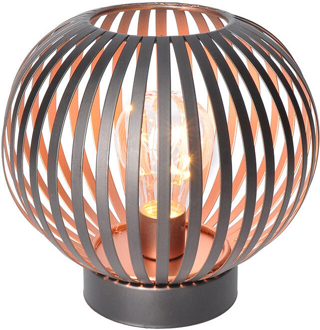 Solight kovová kulatá lucerna se žárovkou s micro LED, teplá bílá, měděná, 3xAA, 19cm