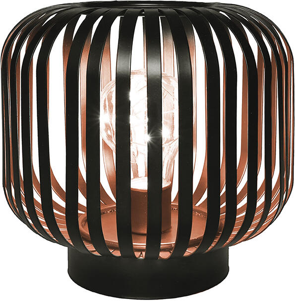 Solight kovová oválná lucerna se žárovkou s micro LED, teplá bílá, měděná, 3xAA, 18cm