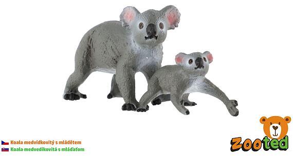 Koala medvídkovitý 2ks samice s mládětem zooted plast 4-6cm