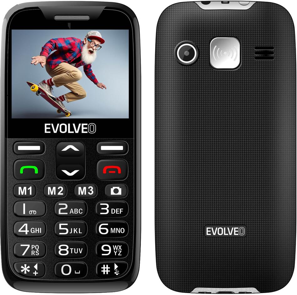 EVOLVEO EasyPhone XR, mobilní telefon pro seniory s nabíjecím stojánkem, černá (EP-601-XR-BK)