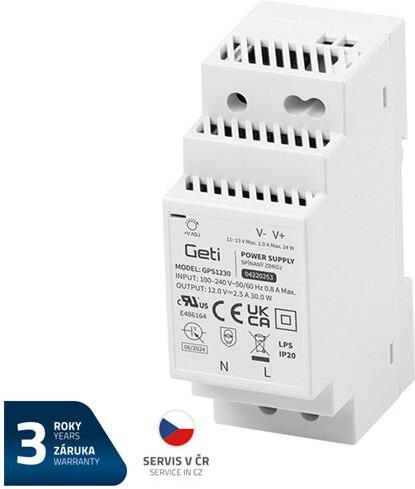 Spínaný zdroj na DIN lištu GETI GPS1230 12V 30W