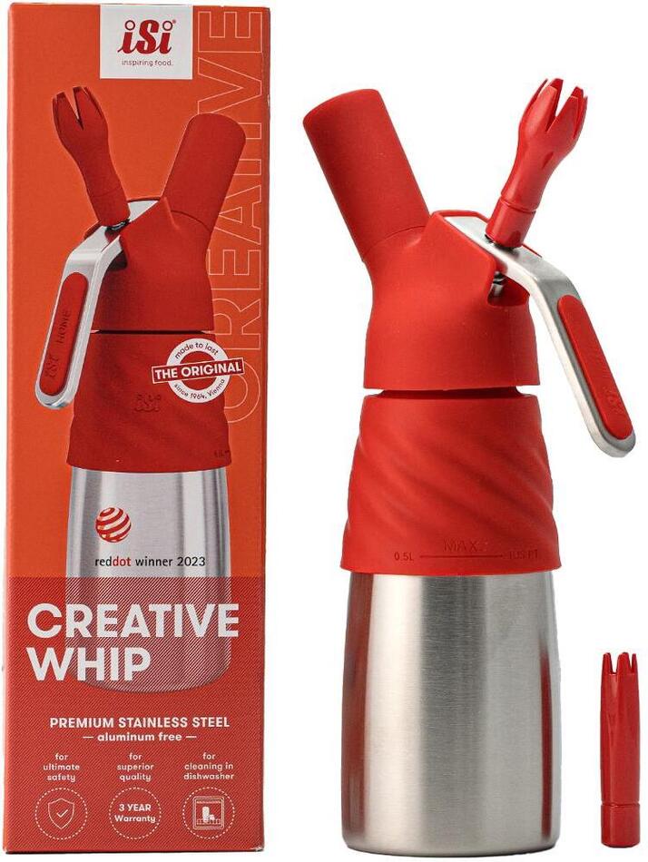 Šlehačková láhev ISI CREATIVE WHIP ČERVENÁ 0,5L