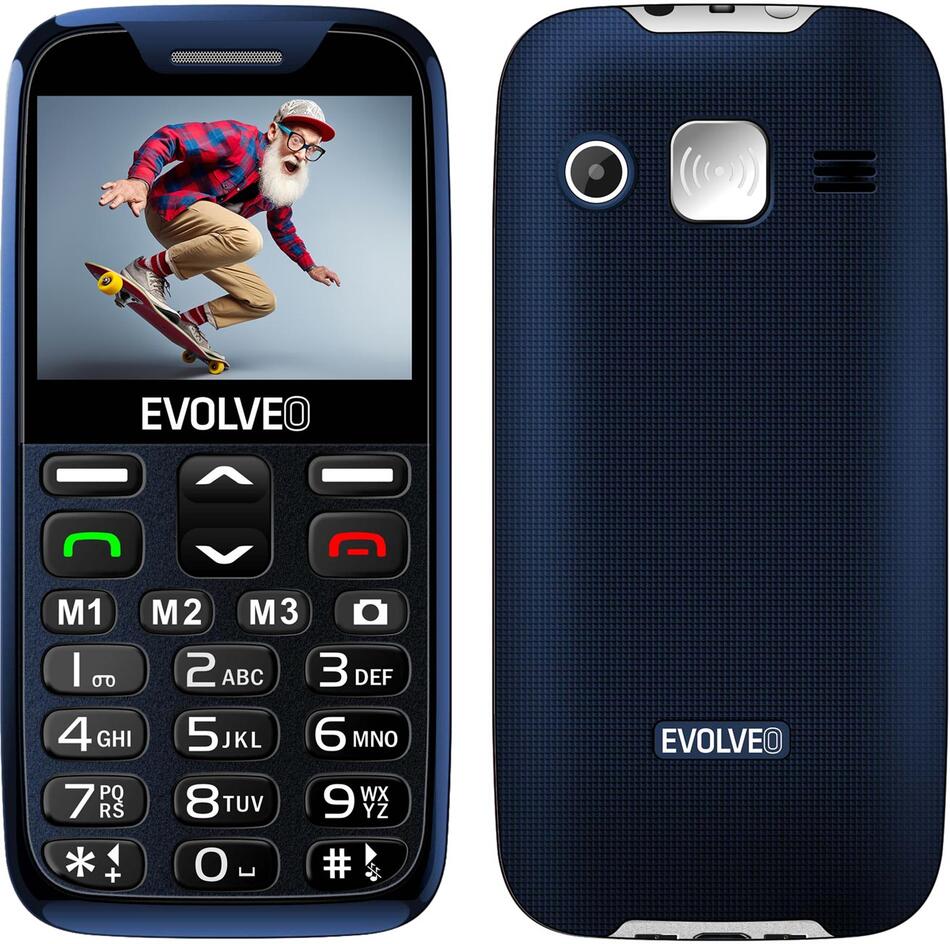 EVOLVEO EasyPhone XR, mobilní telefon pro seniory s nabíjecím stojánkem, modrá (EP-601-XR-BL)