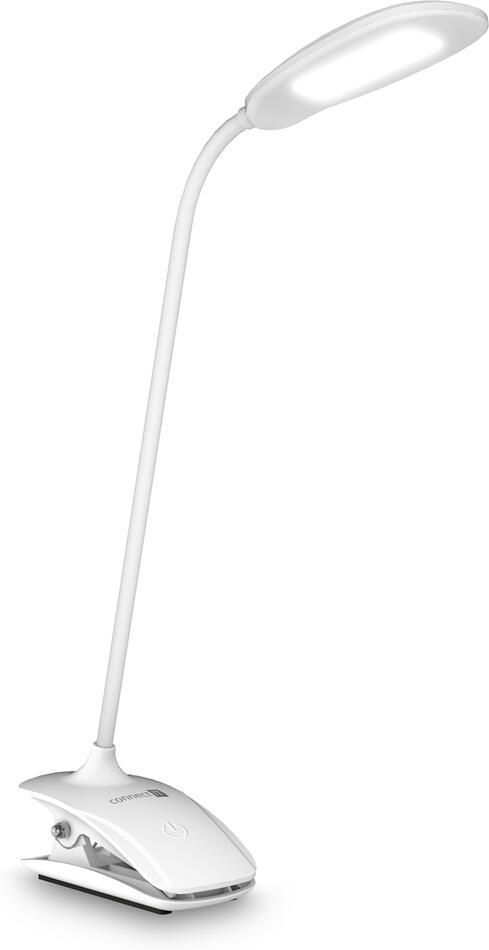 CONNECT IT CLIP stolní Led lampička s klipem, int. baterie, USB-C, BÍLÁ (CLI-7020-WH)