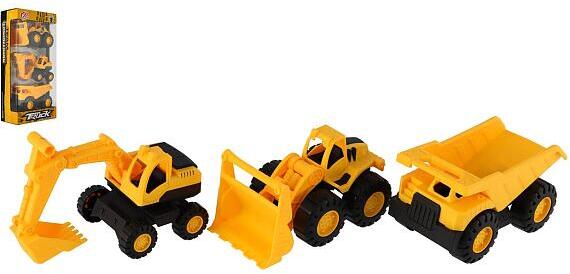 Teddies Auto stavební 3ks plast 12cm na volný chod v krabičce 14,5x30x7cm