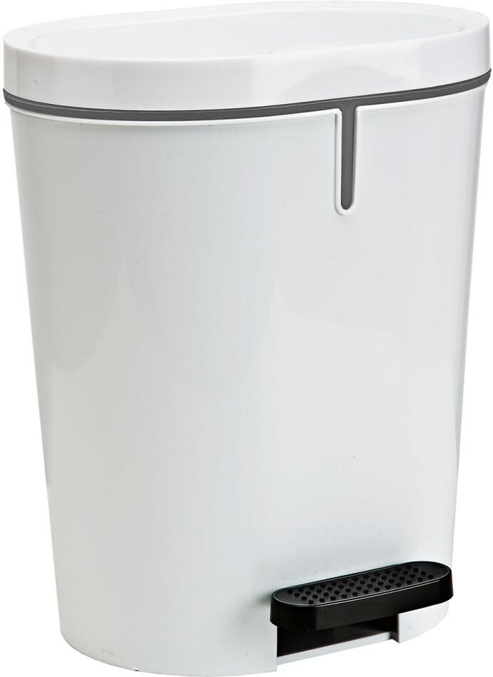 Denox Oval pedálový odpadkový koš 25 l, plast, bílý