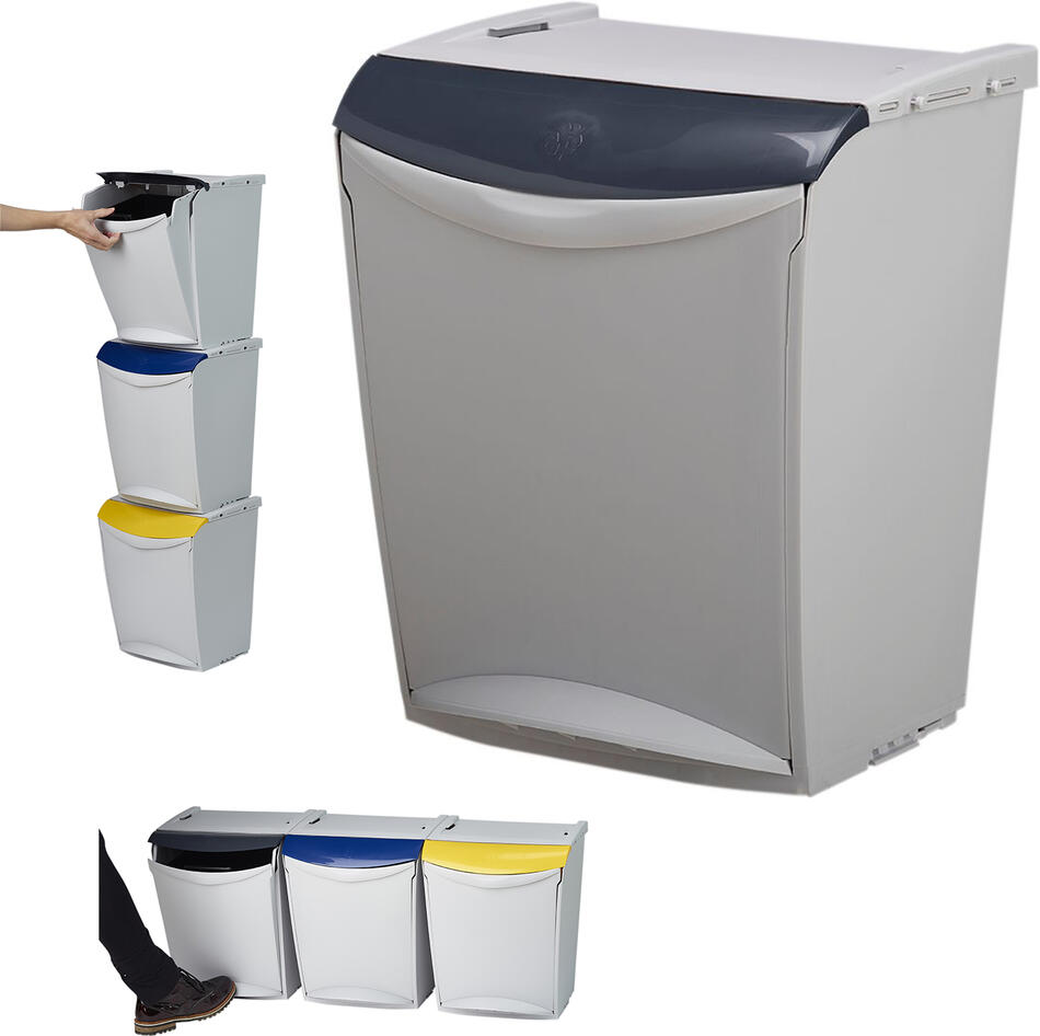 Denox Ekosystem odpadkový koš na tříděný odpad 25 l, šedý - směs