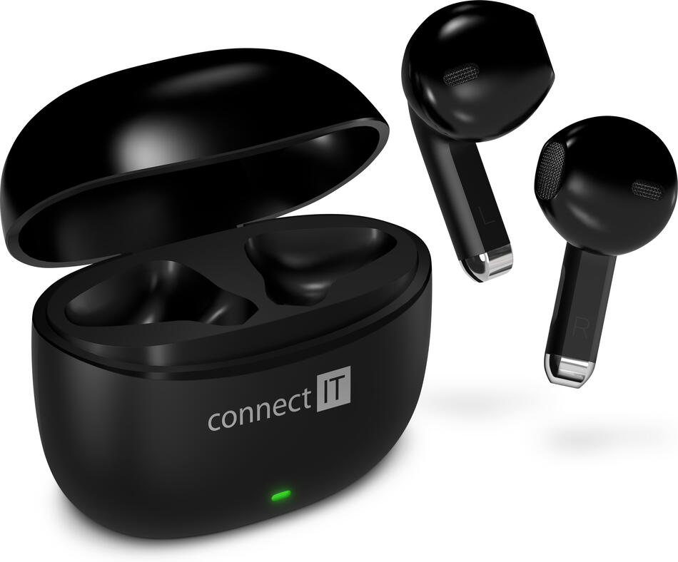 CONNECT IT True Wireless SonicBass sluchátka do uší s mikrofonem, ČERNÁ (CEP-1100-BK)