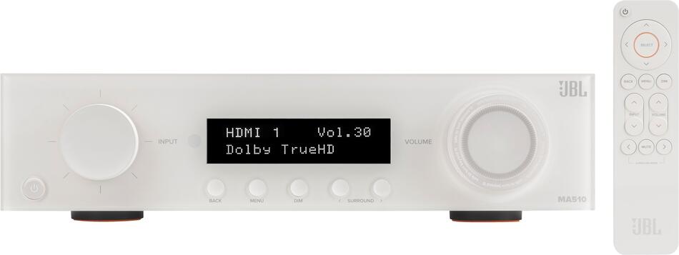 JBL MA510 - AV zesilovač 5.2, 75 W, 8K, Wi-Fi, Bluetooth, Dolby Vision - bílý