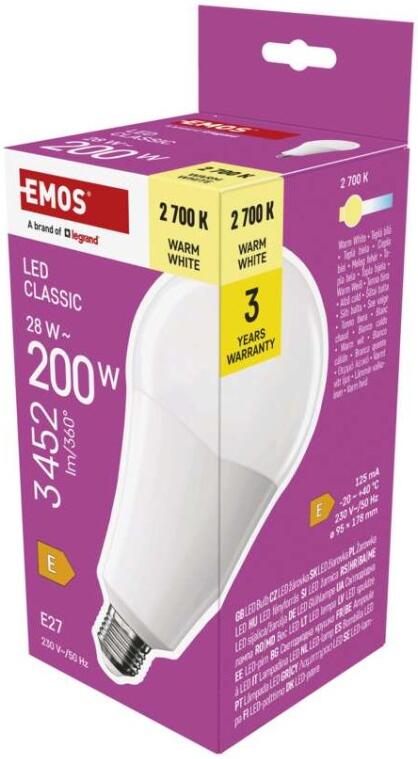 Emos LED žárovka Classic A95 / E27 / 28 W (200 W) / 3452 lm / teplá bílá (ZQ5E91)