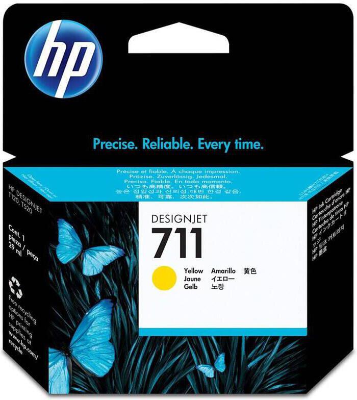 HP Inc. HP 711 Yellow DJ Ink Cart, 29 ml, CZ132A