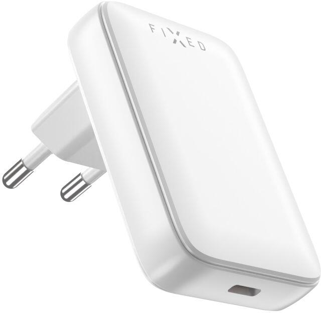 Síťová GaN nabíječka FIXED Slim s USB-C výstupem a podporou PD, 30W, bílá