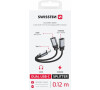 NABÍJECÍ AUDIO ADAPTÉR SWISSTEN TEXTILE USB-C (samec) / USB-C (samice) a 3,5mm AUX 0,12 M ČERNÝ