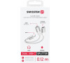 NABÍJECÍ AUDIO ADAPTÉR SWISSTEN TEXTILE USB-C (samec) / USB-C (samice) a 3,5mm AUX 0,12 M BÍLÝ