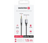 AUDIO ADAPTÉR SWISSTEN TEXTILE LIGHTNING (samec) / 3,5 mm JACK (samec) 1,5 M ČERNÝ