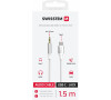 AUDIO ADAPTÉR SWISSTEN TEXTILE USB-C (samec) / 3,5 mm JACK (samec) 1,5M BÍLÝ