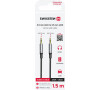 AUDIO KABEL SWISSTEN TEXTILE JACK (samec) / JACK (samec) 1,5 M ČERNÝ