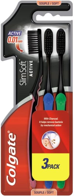 Colgate Slim Soft Charcoal zubní kartáčk 3-pack