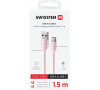 DATOVÝ KABEL SWISSTEN TEXTILE II USB / USB-C 1,5 M RŮŽOVÝ