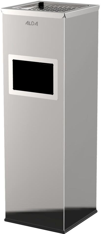 Venkovní odpadkový koš s popelníkem Mirage 22 l, nerez ocel, lesklá