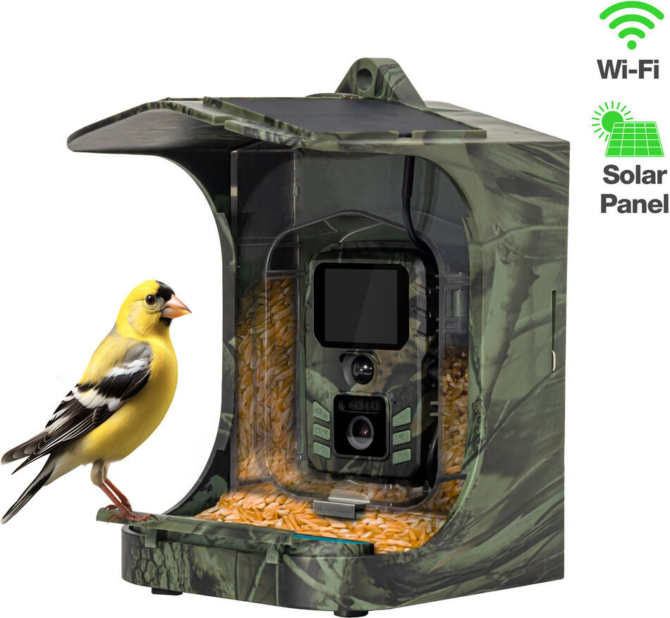 EVOLVEO StrongVision BirdFeeder - Chytré krmítko pro ptáky s kamerou a solárním panelem (CAM-BF)