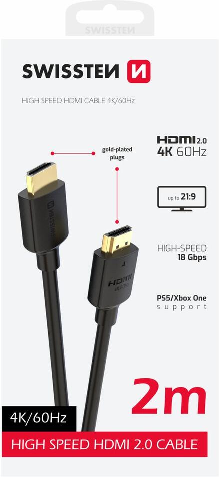 SWISSTEN KABEL HDMI NA HDMI 4K 60Hz 2,0 M PVC
