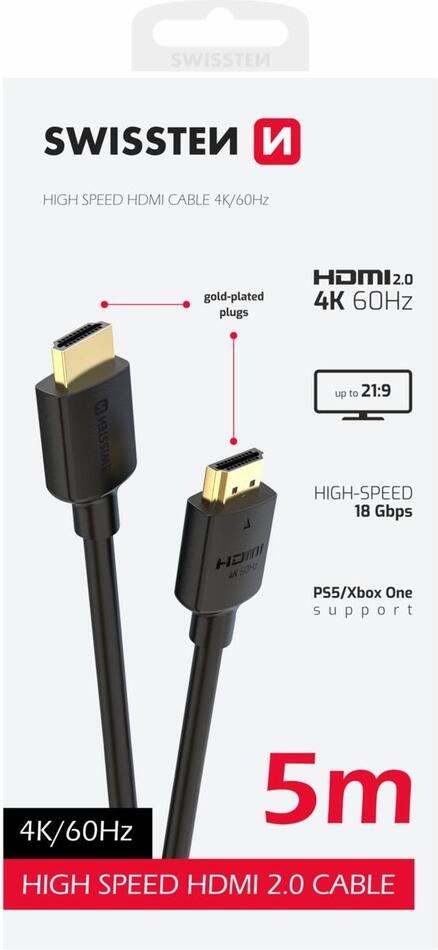 SWISSTEN KABEL HDMI NA HDMI 4K 60Hz 5,0 M PVC