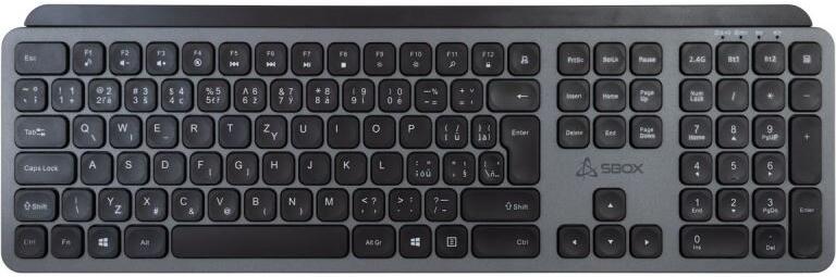 SBOX bezdrátová BT membránová klávesnice, Bluetooth a 2,4GHz, CZ/SK, černá/šedá (BT-26 CZ/SK)
