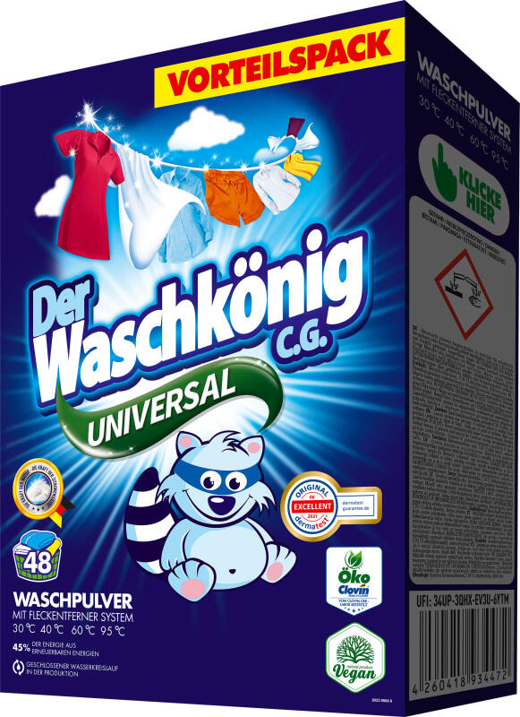 Waschkönig prací prášek Universal, 48 praní, 2,88 kg