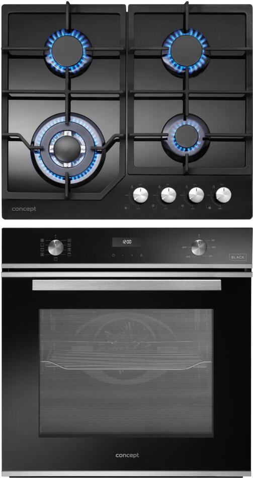 SET Plynová deska Concept PDV7460bc BLACK + Trouba Concept ETV8160bc BLACK