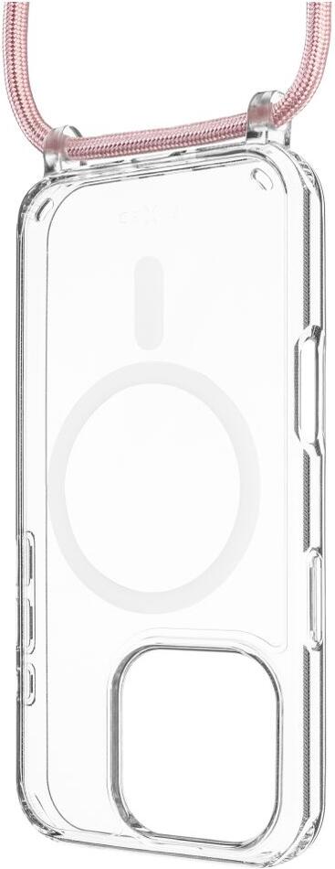 Pouzdro FIXED MagPure Neck s růžovou šňůrkou na krk pro Apple iPhone 16 Pro Max