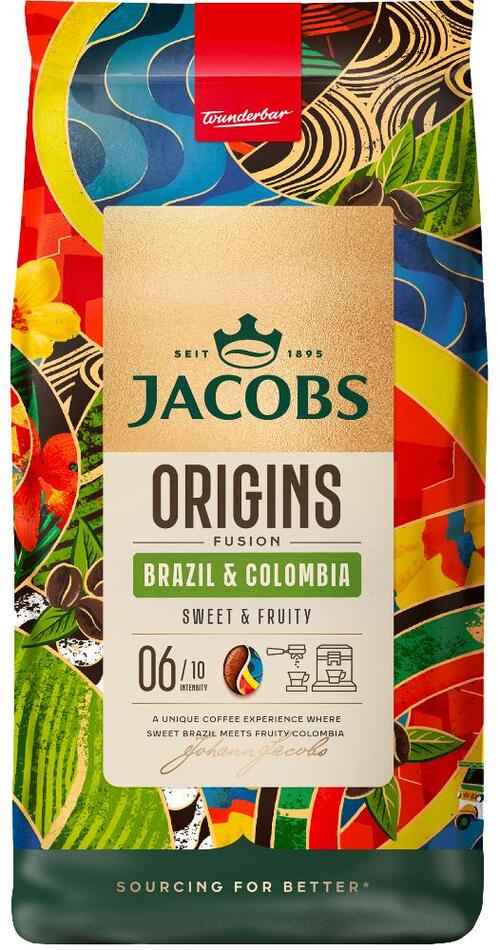 Zrnková káva JACOBS Origins Brazil & Colombia 1kg Tassimo