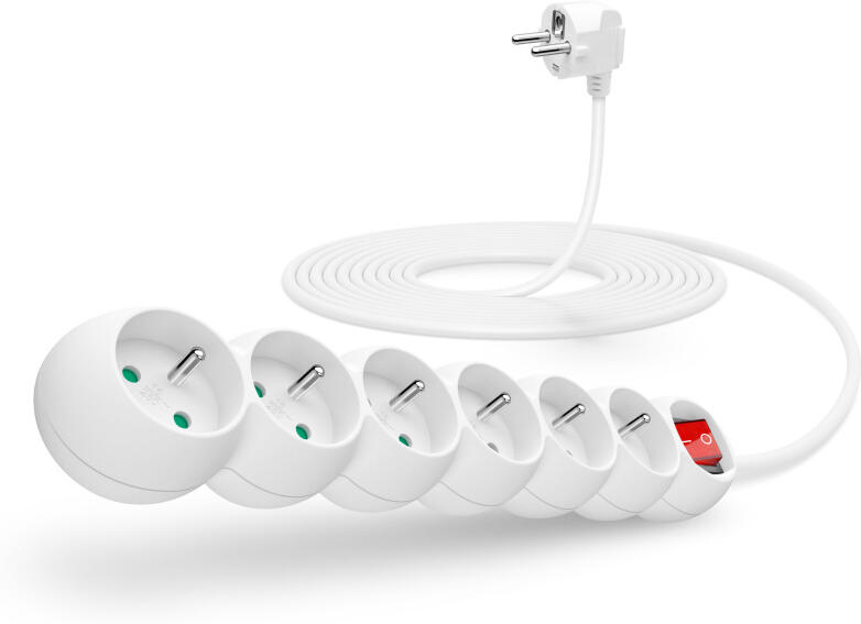 CONNECT IT prodlužovací kabel 230 V, 6 zásuvek, 2 m, s vypínačem (černý) (CES-1003-BK)