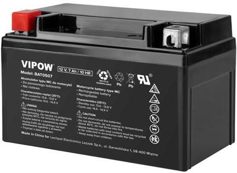 Baterie motocyklová 12V 7Ah VIPOW BAT0507