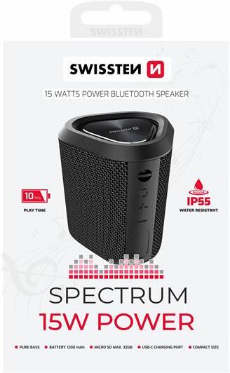 BLUETOOTH REPRODUKTOR SWISSTEN SPECTRUM 15 W ČERNÝ