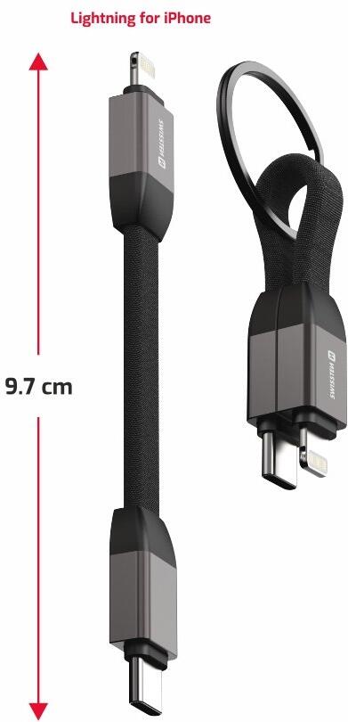 SWISSTEN MAGNETICKÝ KEYCHAIN KABEL USB-C / LIGHTNING 9,7 CM (71551030)
