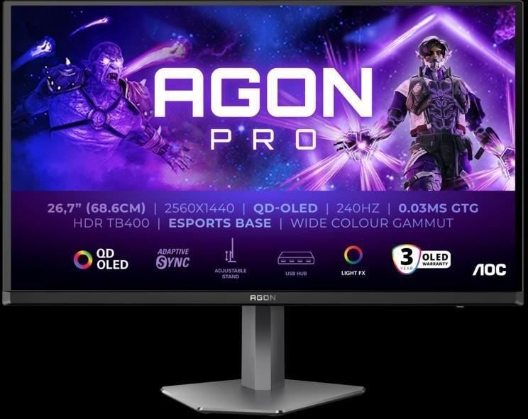 AOC MT OLED LCD WLED 27" AG276QZD2 - OLED panel, 2560x1440, 240Hz, 2xHDMI, DP, USB 3.2, repro, pivot