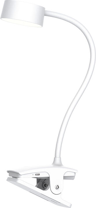 Solight LED stolní nabíjecí lampička, 2W, 210lm, 3CCT, bílá, clip