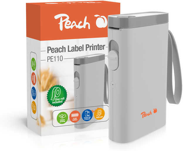 PEACH PE110 - tiskárna samolepících štítků, nabíjecí, bílá (PE110-w)