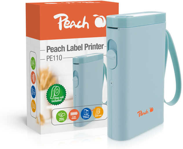 PEACH PE110 - tiskárna samolepících štítků, nabíjecí, modrá (PE110-bl)