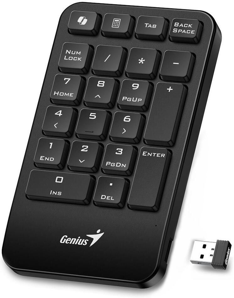Genius NumPad 1000, Klávesnice, numerická, bezdrátová, Copilot klávesa, 2,4GHz, mini USB přijímač, černá (31320003401)