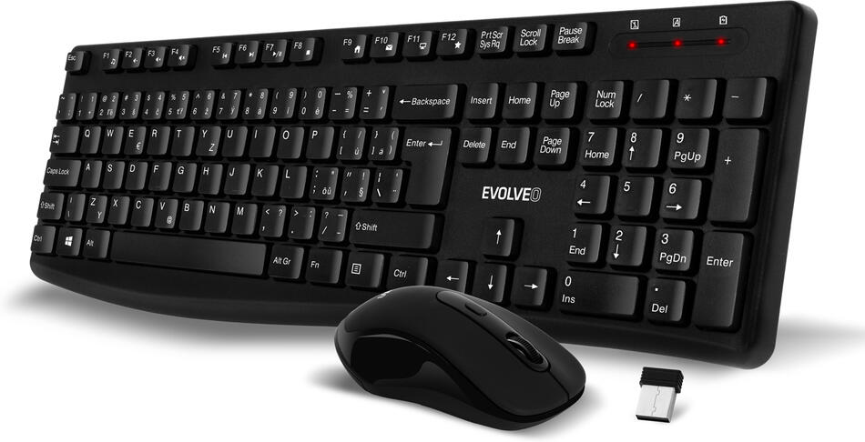 EVOLVEO K1050, tichý set bezdr. klávesnice a (K1050-BK-CZ)